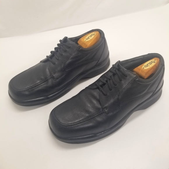 Apex Men Size 12.5W B2500M Black Leather Oxford Derby Lace Up Orthopedic Comfort